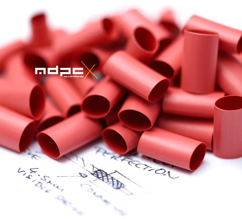 MDPC-X supjaustyta termiškai susitraukianti izoliacinė mova 4:1 maža - šviesiai raudona, 50 vienetų