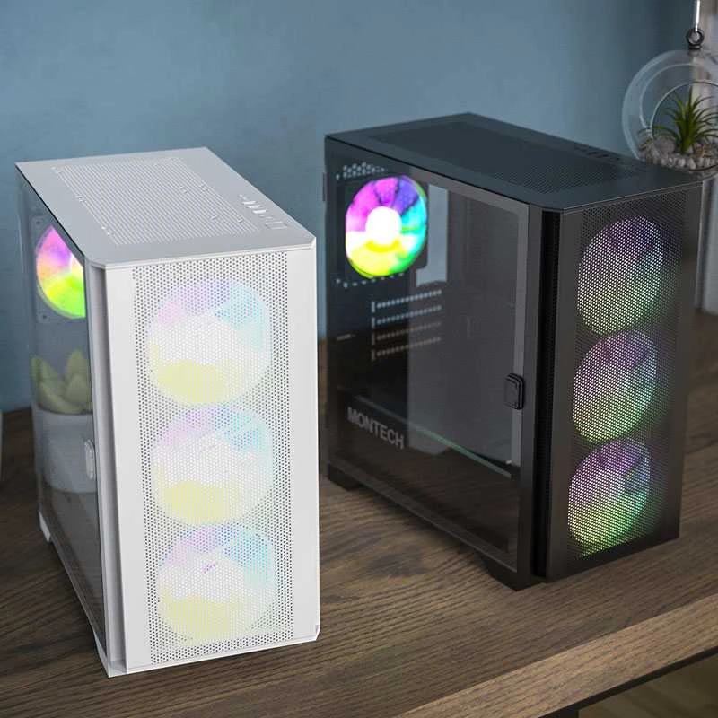 Montech AIR 100 ARGB, Micro-ATX, Tempered Glass – baltos spalvos