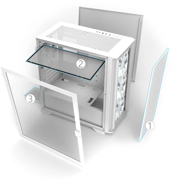 Montech AIR 100 ARGB, Micro-ATX, Tempered Glass – baltos spalvos