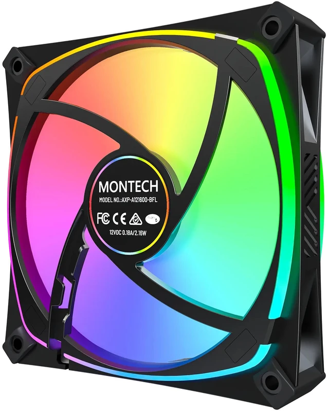 „Montech AX120 PRO PWM“ ventiliatorius, ARGB®, 3 vnt. pakuotėje, 120 mm, juodas