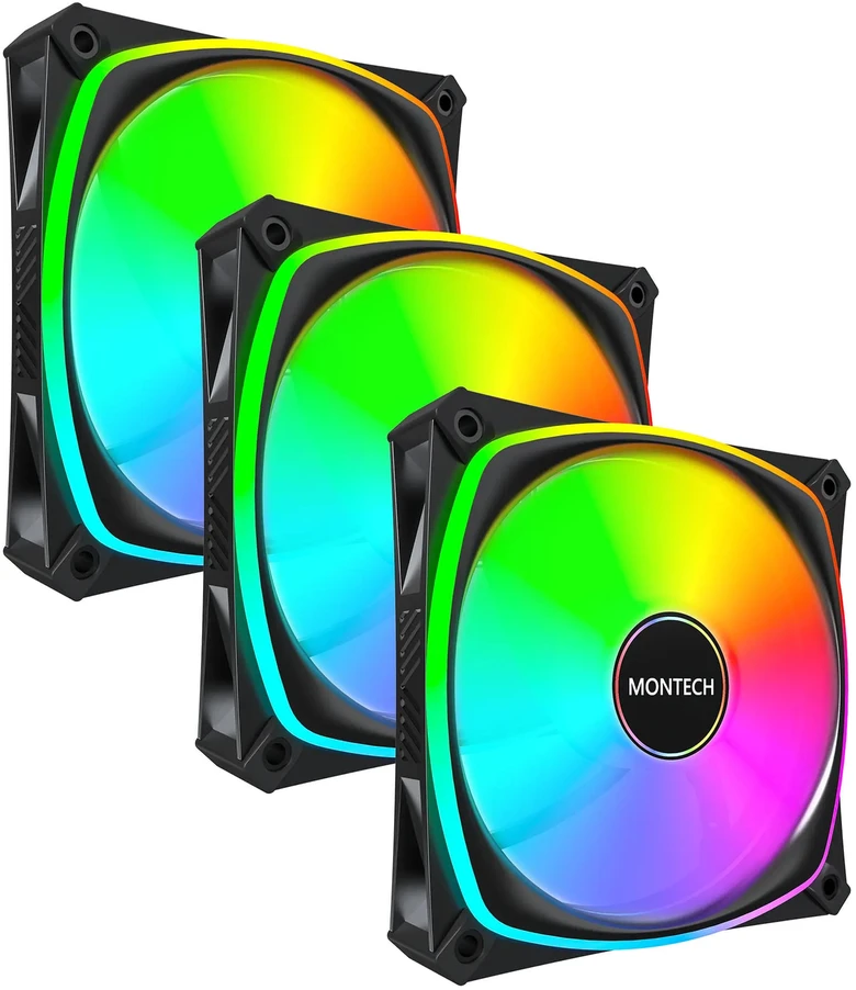„Montech AX120 PRO PWM“ ventiliatorius, ARGB®, 3 vnt. pakuotėje, 120 mm, juodas