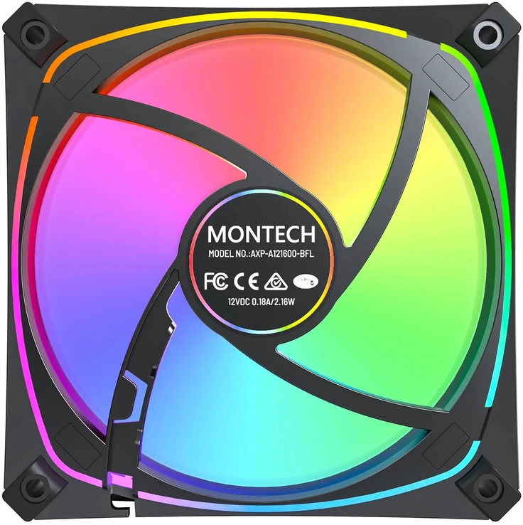 „Montech AX120 PRO PWM“ ventiliatorius, ARGB®, 3 vnt. pakuotėje, 120 mm, juodas