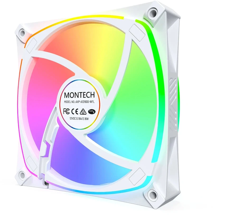 „Montech AX120 PRO PWM“ ventiliatorius, DRGB × 120 mm, baltas