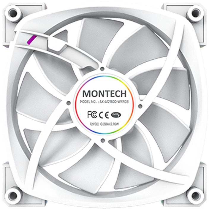Montech AX120 PWM ARGB korpuso ventiliatorius – 120mm, baltos spalvos