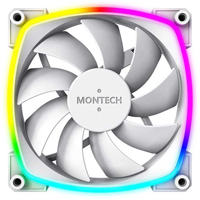 Montech AX120 baltas ARGB ventiliatorius priekiniu kampu