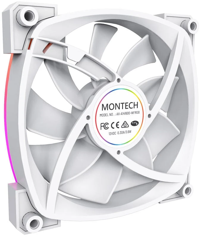 Montech AX140 PWM ARGB korpuso ventiliatorius – 140mm, baltos spalvos
