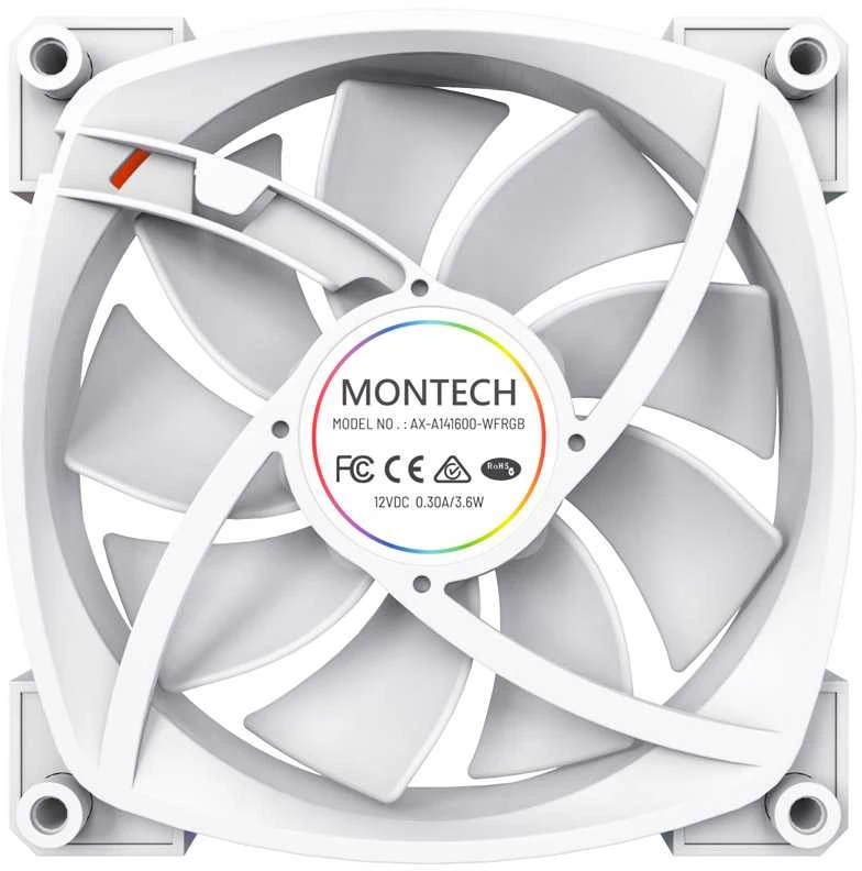 Montech AX140 ventiliatorius – galinė pusė su techniniais parametrais