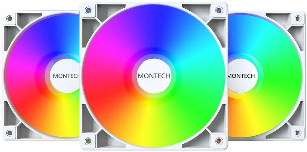 Montech GF120 PWM ARGB korpuso ventiliatorius, 3er Pack – 120mm, baltos spalvos