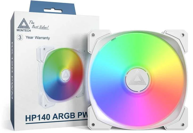 Montech HP140 PWM ARGB korpuso ventiliatorius – 140mm, baltos spalvos