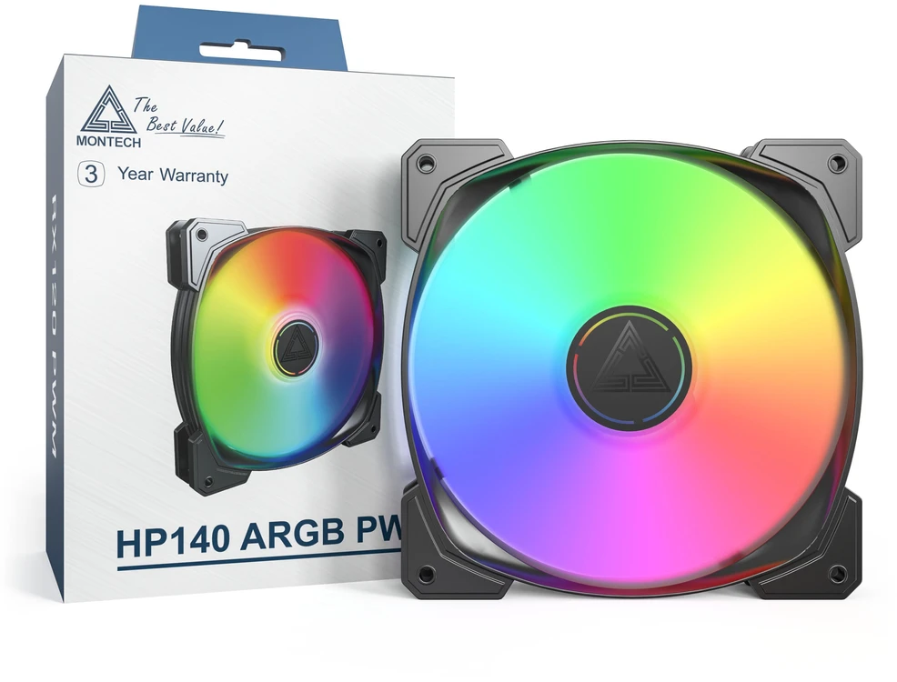 Montech HP140 PWM ARGB korpuso ventiliatorius – 140mm, juodos spalvos