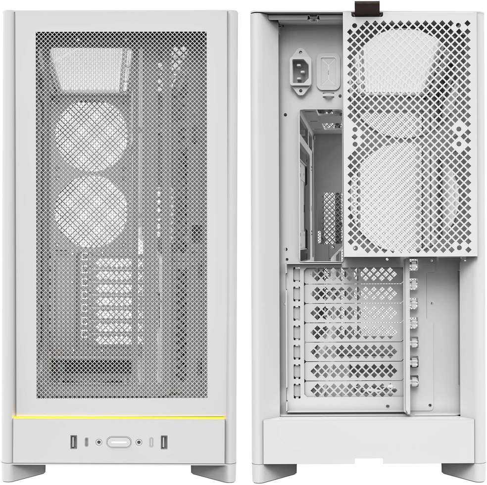 Montech HS01 PC-kompiuterio korpusas, Midi-Tower, ATX, aRGB, Tempered Glass – baltos spalvos