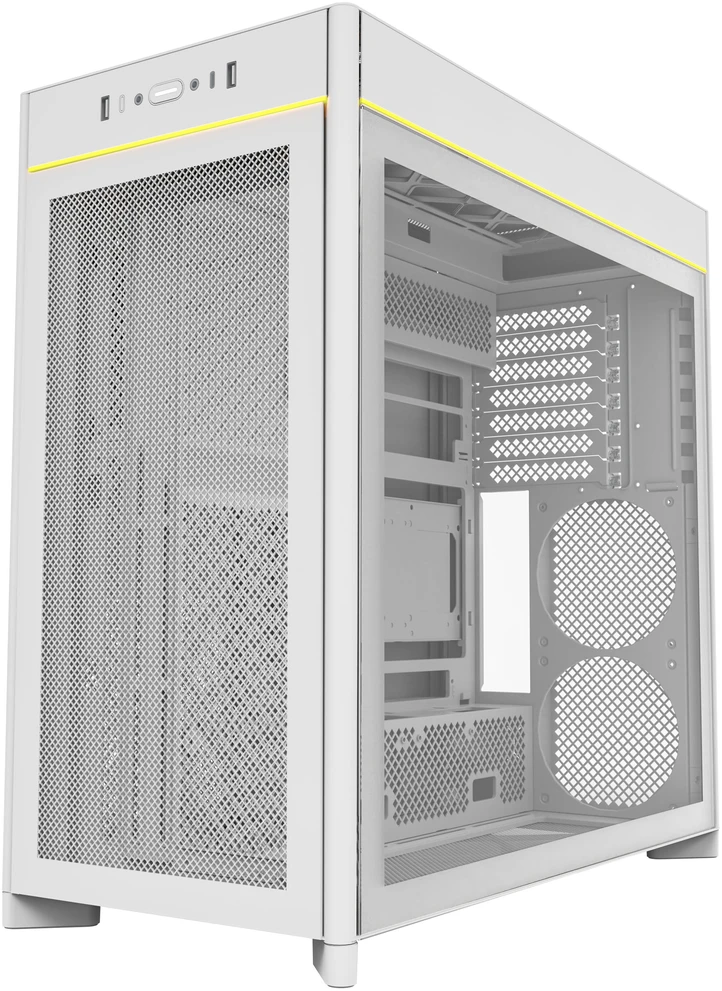 Montech HS01 PC-kompiuterio korpusas, Midi-Tower, ATX, aRGB, Tempered Glass – baltos spalvos