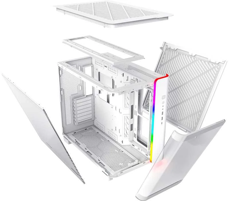 „Montech KING 95 Midi-Tower“, grūdinto stiklo, ARGB – baltos spalvos