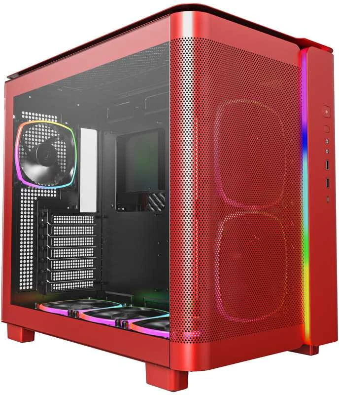 „Montech KING 95 PRO“ vidutinio dydžio bokštas, grūdintas stiklas, ARGB – Raudona
