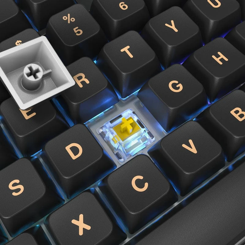 Montech MKey TKL Darkness Klaviatūra žaidimams – Gateron Pro 2.0 Geltona (US išdėstymas)