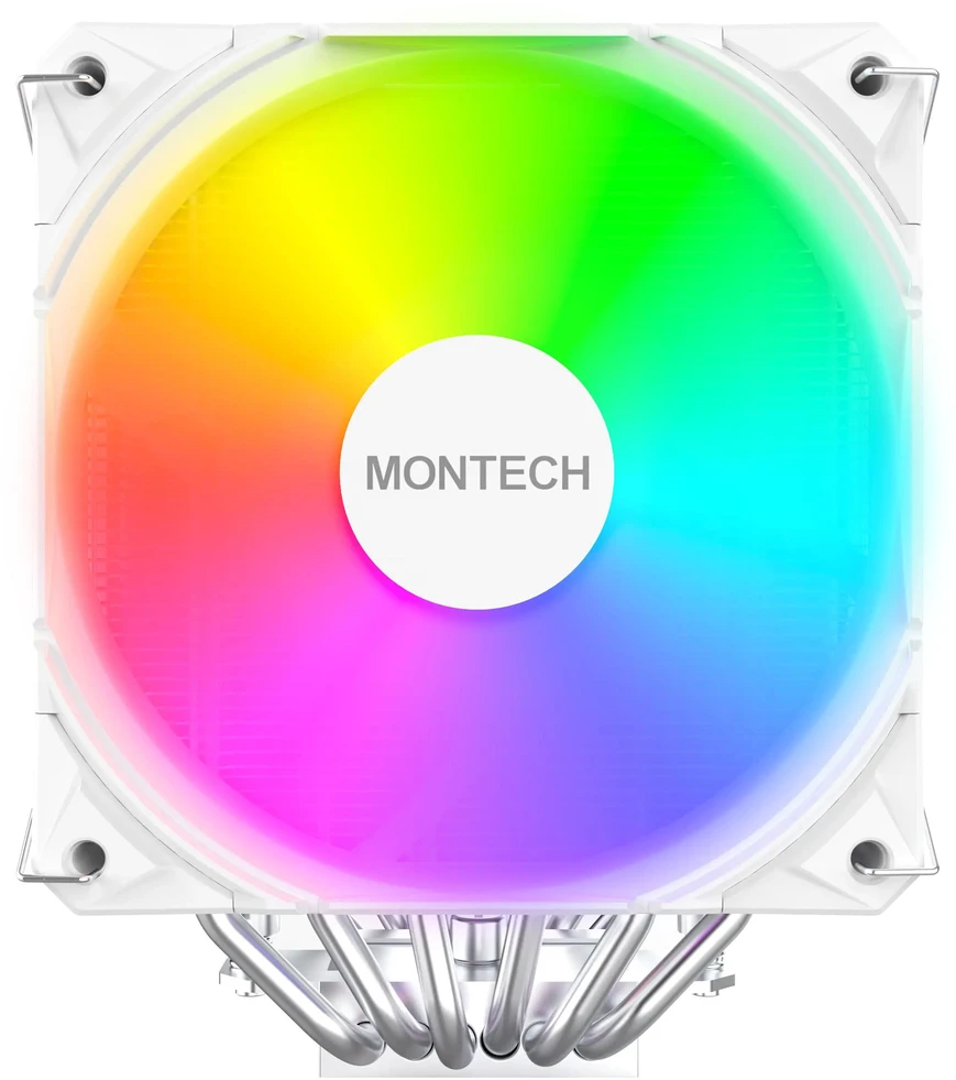 „Montech NX600 ARGB“ procesoriaus aušintuvas, dvigubas bokštas – 2x 120 mm, baltas