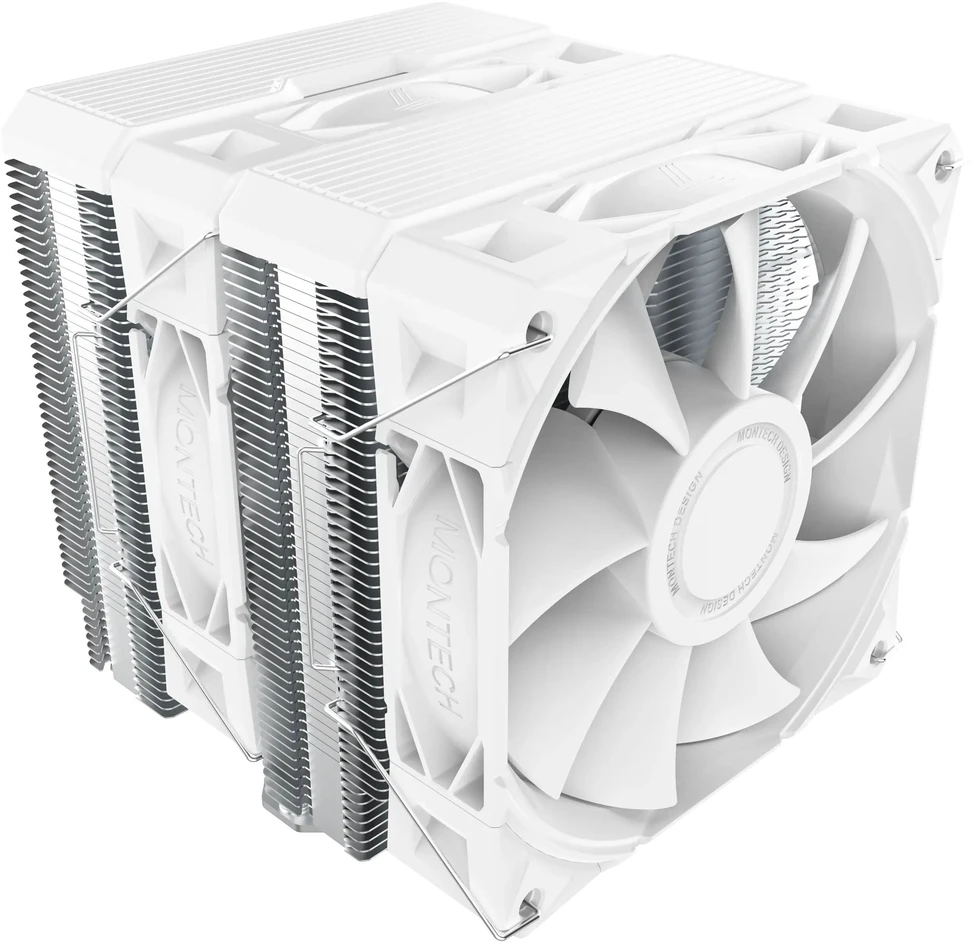 „Montech NX600“ procesoriaus aušintuvas, dvigubas bokštas – 2x 120 mm, baltas