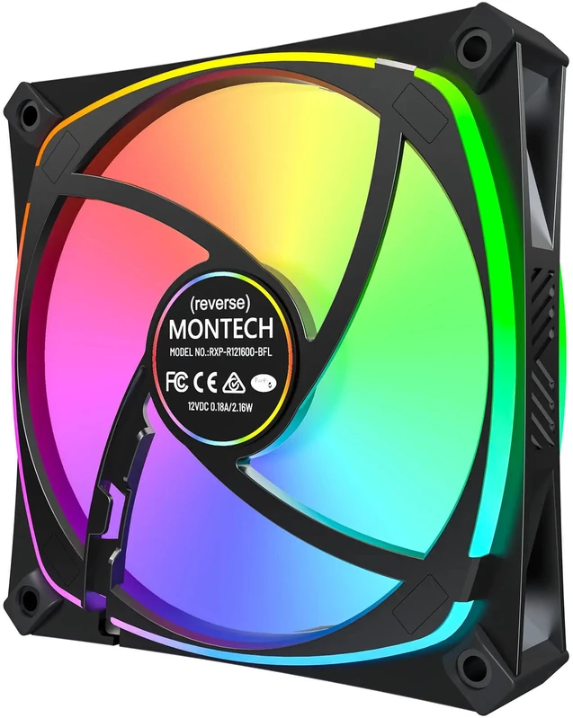 Montech RX120 PRO PWM Reverse Fan, ARGB – 120mm, juodas