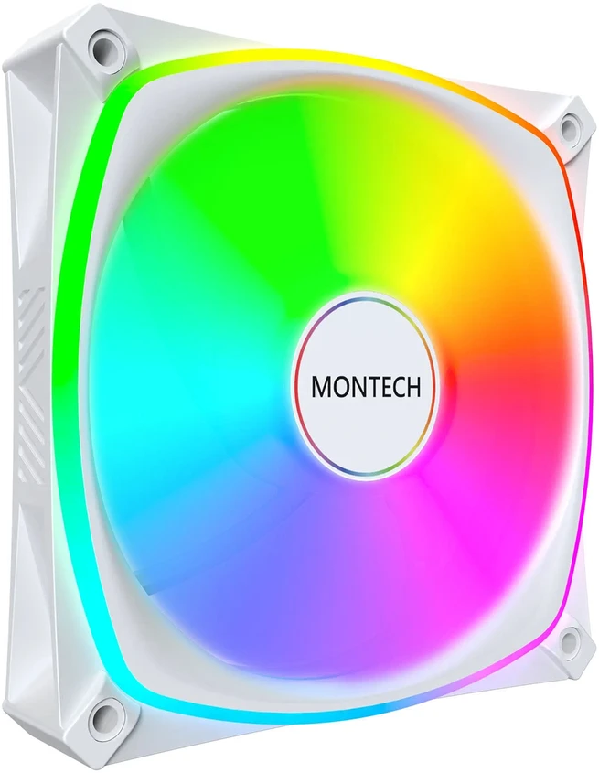 „Montech RX120 PRO PWM“ reversinis ventiliatorius, ARGB®, 3 vnt. pakuotė, 120 mm, baltas