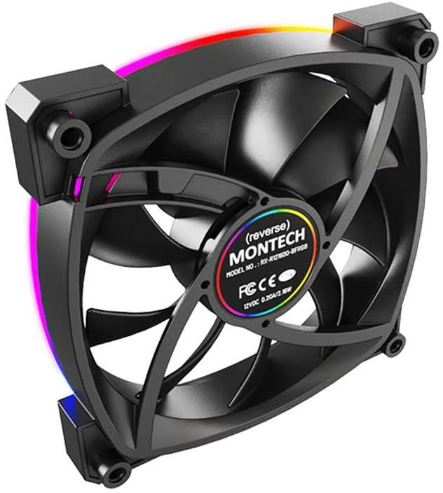 Montech RX120 PWM ARGB Reverse korpuso ventiliatorius – 120mm, juodos spalvos