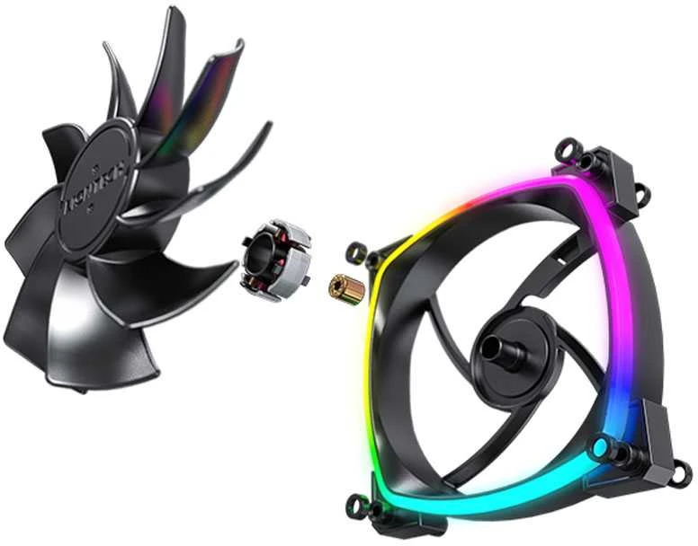 Montech RX120 PWM ARGB Reverse korpuso ventiliatorius – 120mm, juodos spalvos