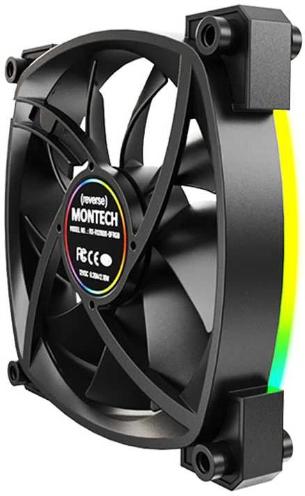Montech RX120 PWM ARGB Reverse korpuso ventiliatorius – 120mm, juodos spalvos
