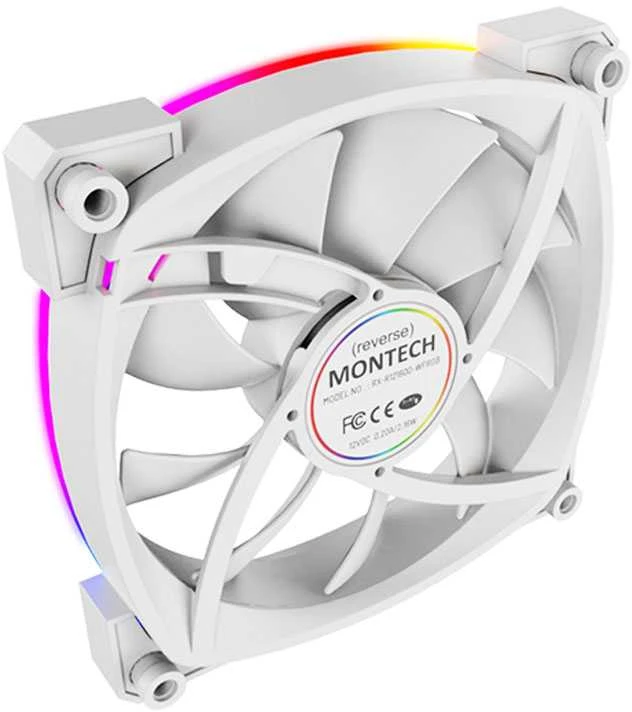Montech RX120 PWM ARGB Reverse korpuso ventiliatorius – 120mm, baltos spalvos