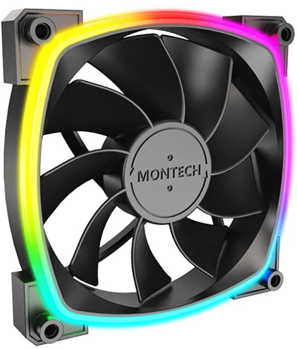 Montech RX120 PWM ARGB Reverse korpuso ventiliatorius – 120mm, juodos spalvos