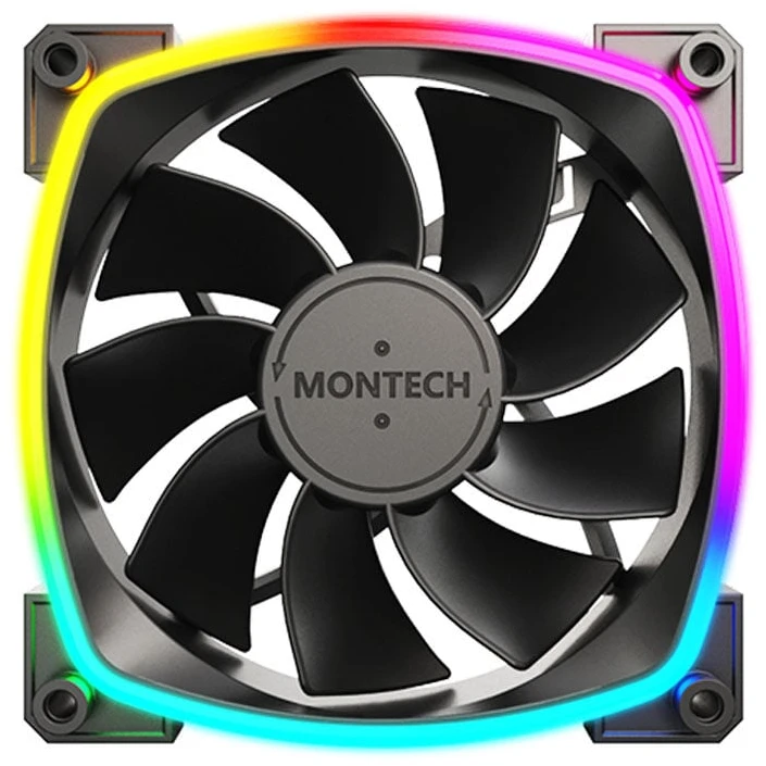 Montech RX120 PWM ARGB Reverse korpuso ventiliatorius – 120mm, juodos spalvos