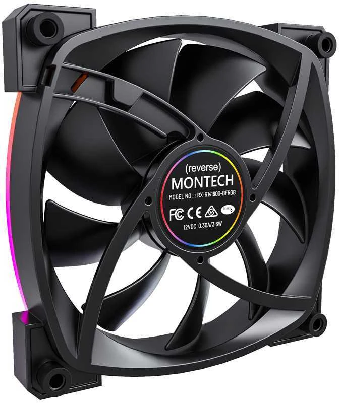 Montech RX140 ventiliatorius - galinė dalis su ARGB apšvietimu