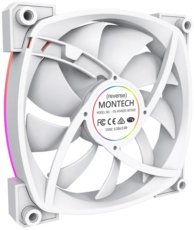 Montech RX140 PWM ARGB Reverse korpuso ventiliatorius- 140mm, baltos spalvos