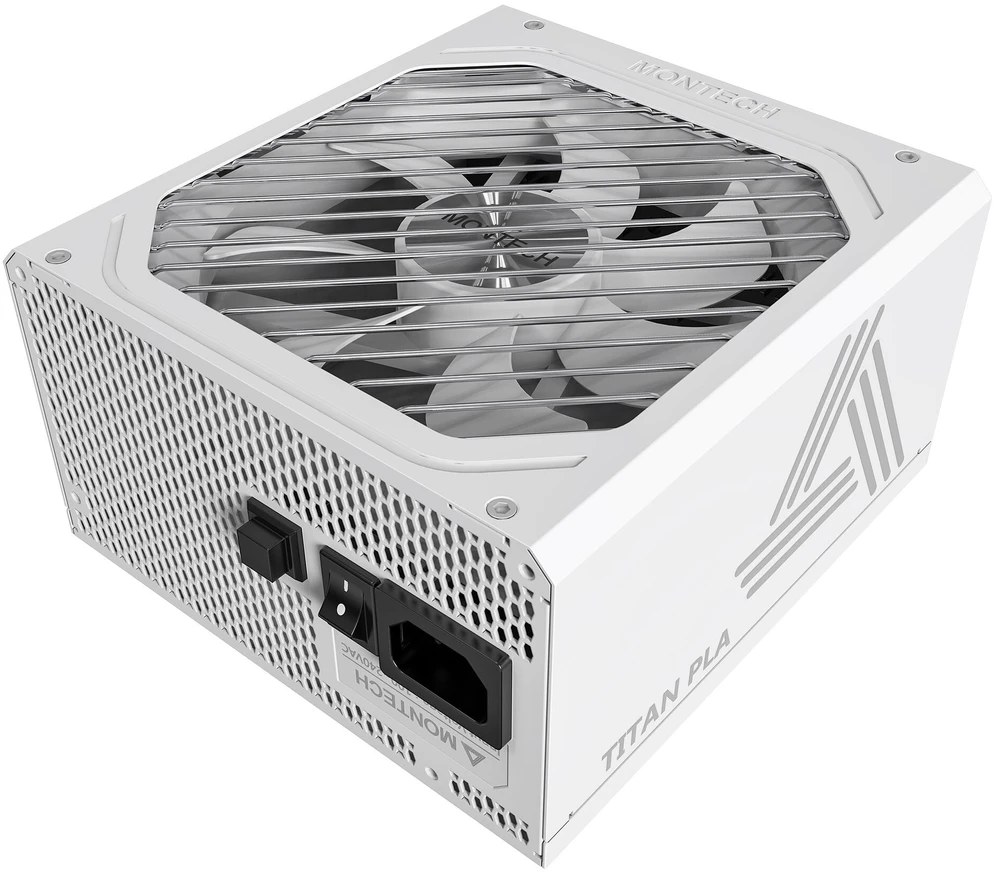 Montech Titan PLA 1200W – 80 PLUS & Cybenetics Platinum PSU, modular, PCIe 5.1 – 1200 Watt, baltos spalvos