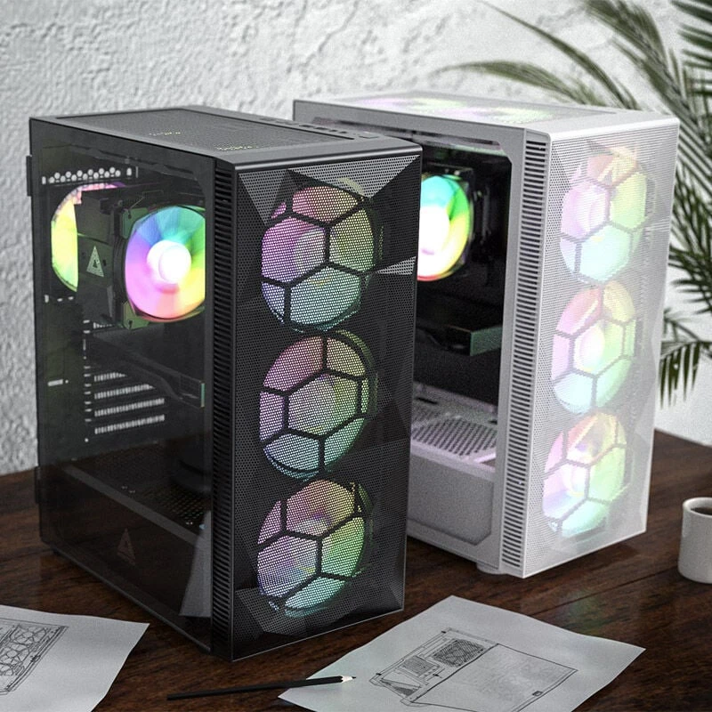 „Montech X3 Glass Midi-Tower“, RGB, grūdintas stiklas – baltos spalvos