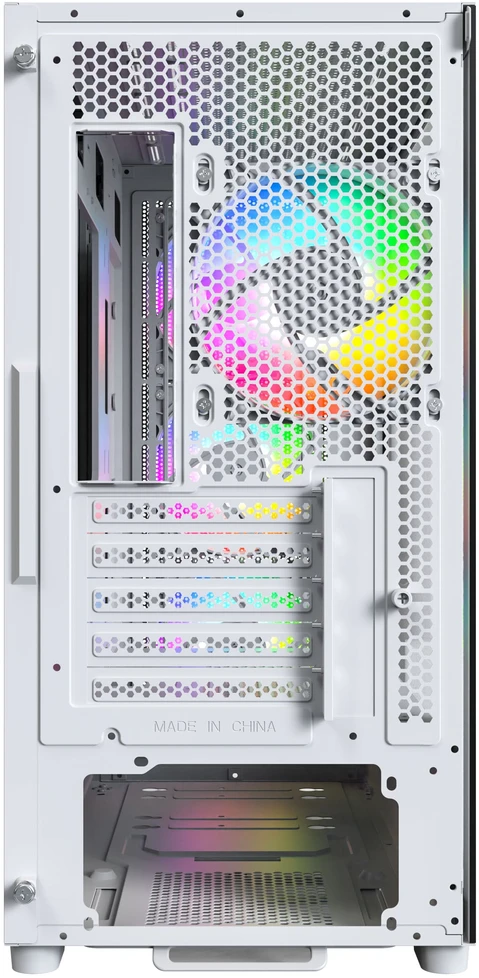 „Montech X5M“ kompiuterio korpusas, vidutinio dydžio bokštas, „Micro-ATX“, ARGB, grūdintas stiklas – Baltas