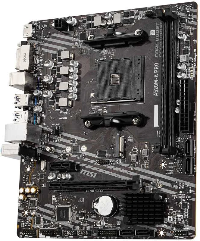 Pagrindinė plokštė MSI A520M-A PRO AM4 DDR4 1x M.2 4x SATA HDMI DVI-D M-ATX