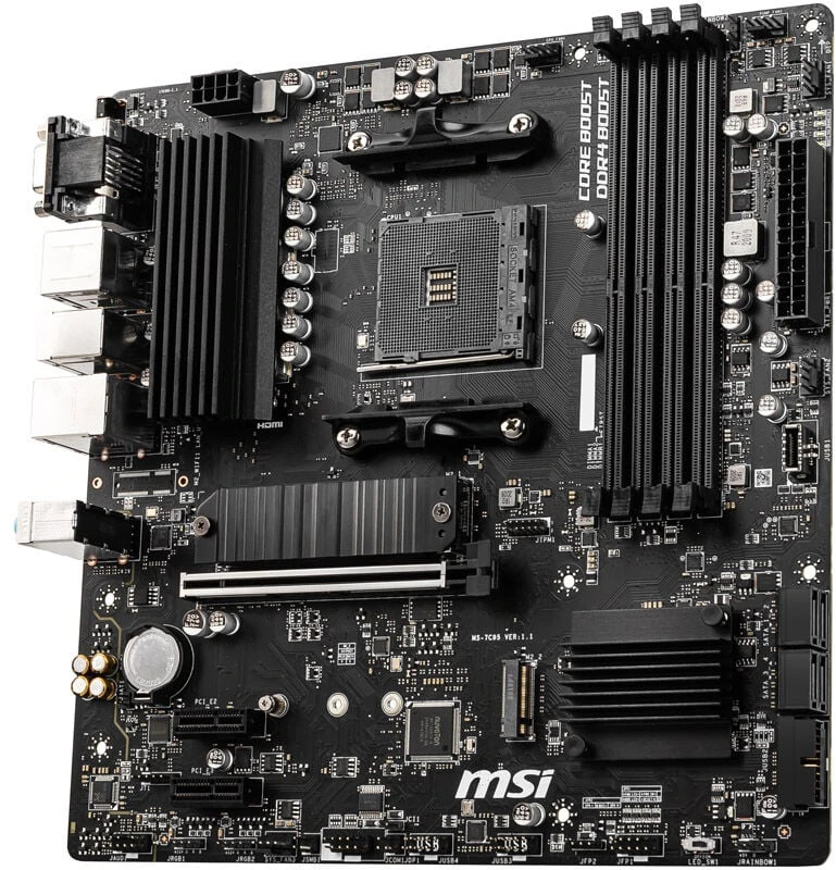 Pagrindinė plokštė MSI B550M PRO-VDH | AMD procesorių šeima | Procesoriaus lizdas AM4 | DDR4 | Atminties lizdai 4 | SATA jungčių skaičius 4 | Lustų rinkinys AMD B | Mikro ATX