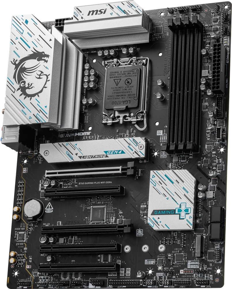 MSI B760 GAMING PLUS WIFI DDR4 | Procesorių šeima Intel | Procesoriaus lizdas LGA1700 | DDR4 | Palaikomos standžiojo disko sąsajos SATA, M.2 | SATA jungčių skaičius 4