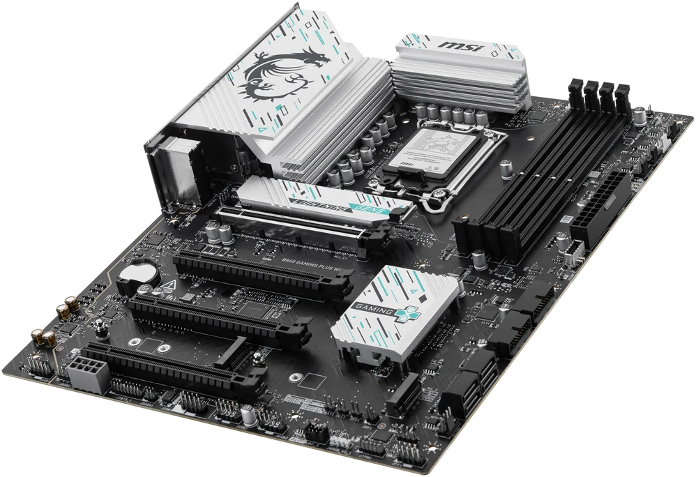 Pagrindinė plokštė MSI B860 GAMING PLUS WIFI | Procesorių šeima Intel | Procesoriaus lizdas LGA1851 | DDR5 | Palaikomos standžiojo disko sąsajos SATA, M.2 | SATA jungčių skaičius 4
