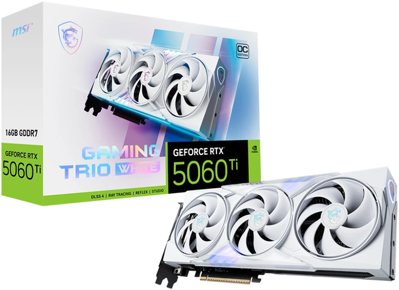 Vaizdo plokštė MSI GeForce RTX 5060 Ti 16G Gaming TRIO OC Baltas DLSS