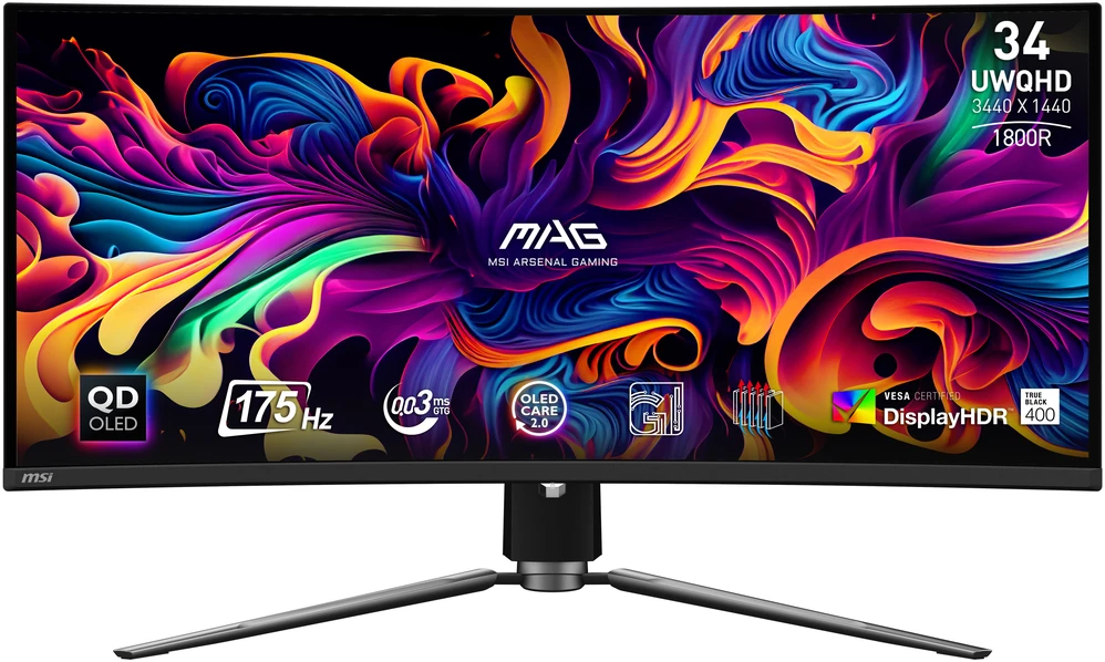 MSI MAG 341CQPDE QD-OLED 86,4 cm (34 colių) UWQHD monitorius, lenktas 21:9 HDMI/DP 175 Hz