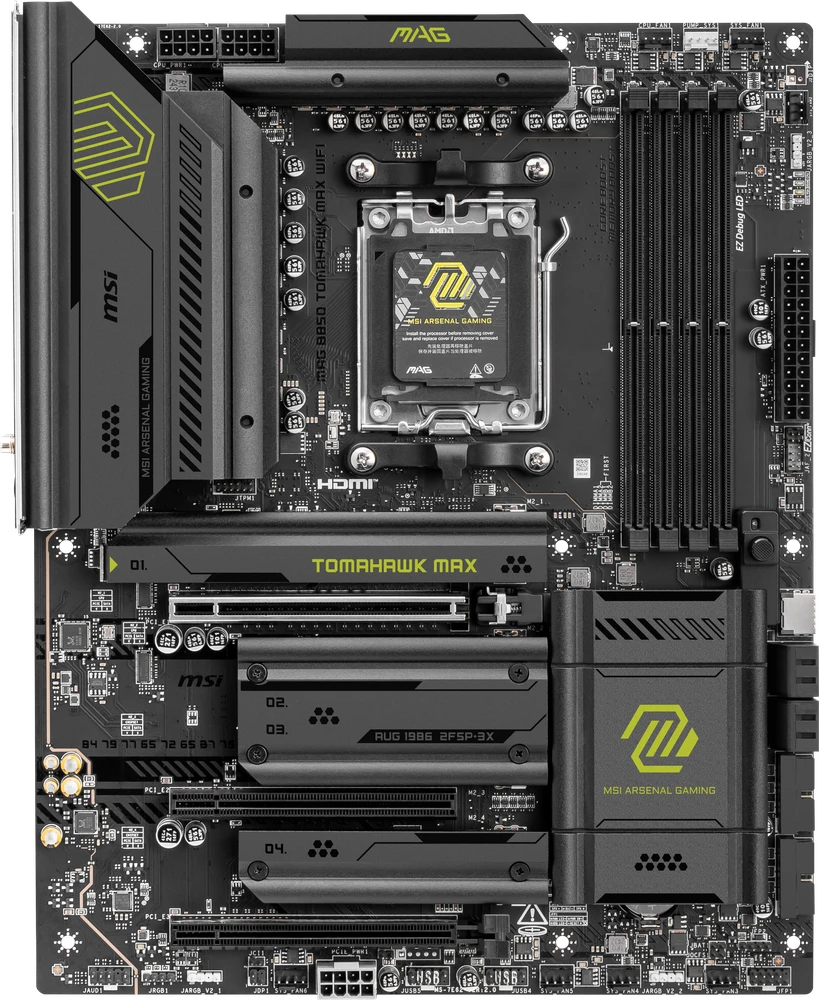 Pagrindinė plokštė MSI MAG B850 TOMAHAWK MAX WIFI | AMD B850 | SAM5 | ATX | Atmintis DDR5 | Atminties lizdai 4 | 3x PCI Express 16x | 4x M.2 | 1x HDMI