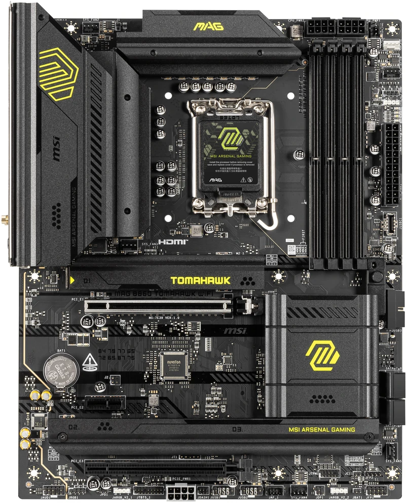 Pagrindinė plokštė MSI MAG B860 TOMAHAWK WIFI | Procesorių šeima Intel | Procesoriaus lizdas LGA1851 | DDR5 | Palaikomos standžiojo disko sąsajos SATA, M.2 | SATA jungčių skaičius 4