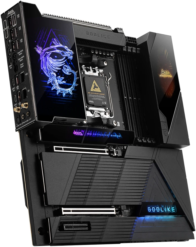 Pagrindinė plokštė MSI MEG X870E GODLIKE | Procesorių šeima AMD | Procesoriaus lizdas AM5 | Palaikomos standžiojo disko sąsajos SATA, M.2 | SATA jungčių skaičius 4