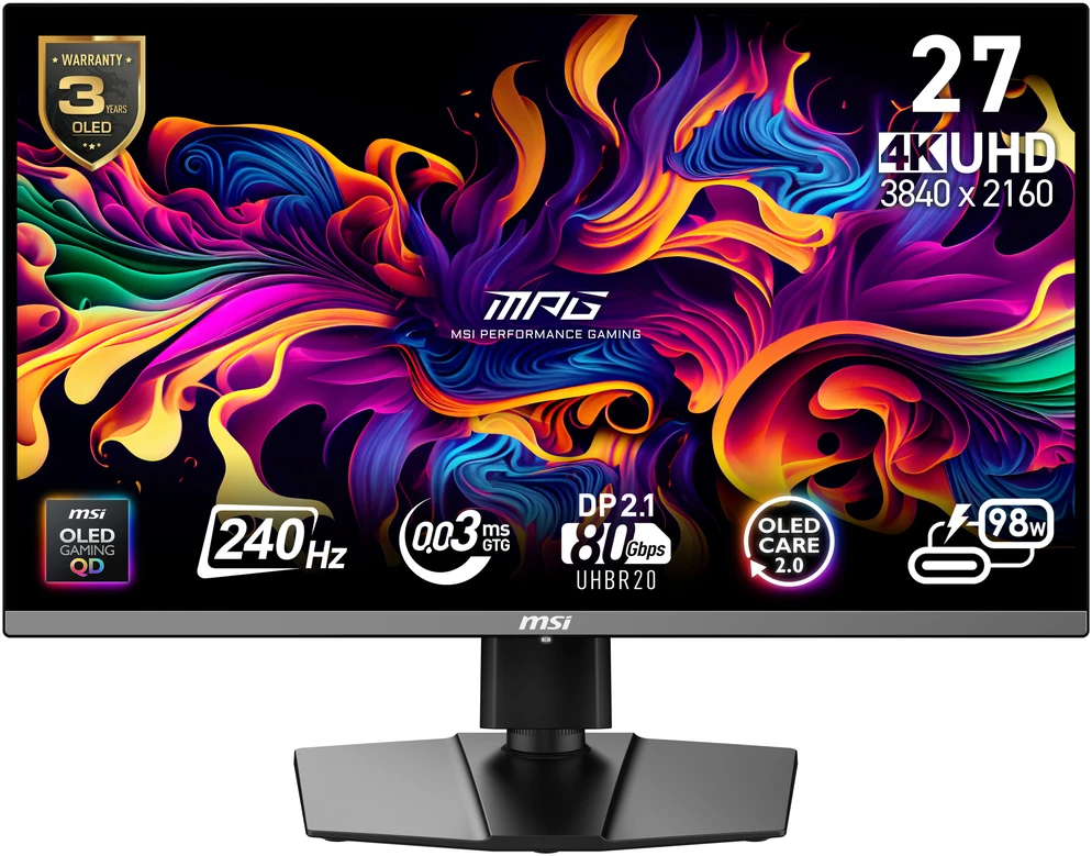 Monitorius 27 colių (68,6 cm) TFT MSI MPG OLED 272URXDE QD-OLED 9S6-3CD79A-016 mažmeninės prekybos