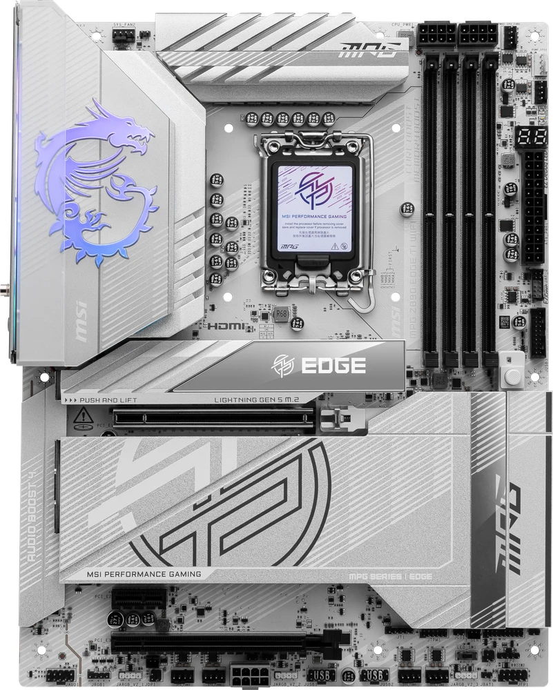 Pagrindinė plokštė MSI MPG Z890 EDGE TI WIFI | Intel Z890 | LGA1851 | ATX | Atmintis DDR5 | Atminties lizdai 4 | 1x PCI-Express 1x | 2xPCI-Express 16x | 5x M.2 | 1x HDMI | 2x Thunderbolt