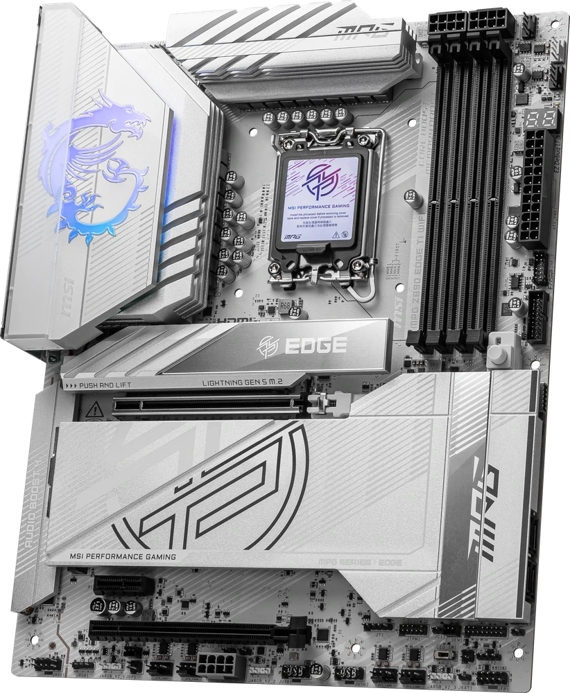 Pagrindinė plokštė MSI MPG Z890 EDGE TI WIFI | Intel Z890 | LGA1851 | ATX | Atmintis DDR5 | Atminties lizdai 4 | 1x PCI-Express 1x | 2xPCI-Express 16x | 5x M.2 | 1x HDMI | 2x Thunderbolt