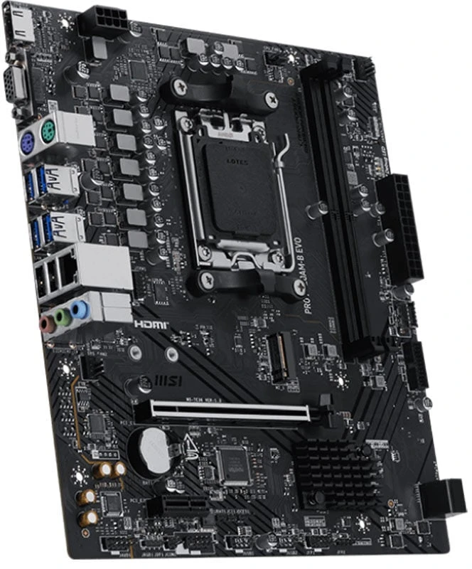 Pagrindinė plokštė MSI PRO A620AM-B EVO | Procesorių šeima AMD | Procesoriaus lizdas AM5 | DDR5 | Palaikomos standžiojo disko sąsajos SATA, M.2 | SATA jungčių skaičius 2