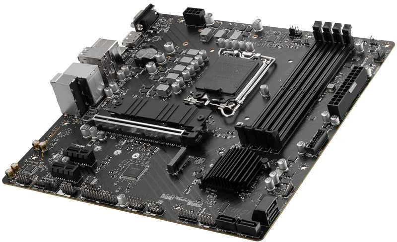 Pagrindinė plokštė MSI | PRO B760M-P | Procesorių šeima Intel | Procesoriaus lizdas LGA1700 | DDR5 DIMM | Atminties lizdai 4 | Palaikomos standžiojo disko sąsajos SATA, M.2 | SATA jungčių skaičius 4 | Mikroschemų rinkinys Intel B760 | mATX