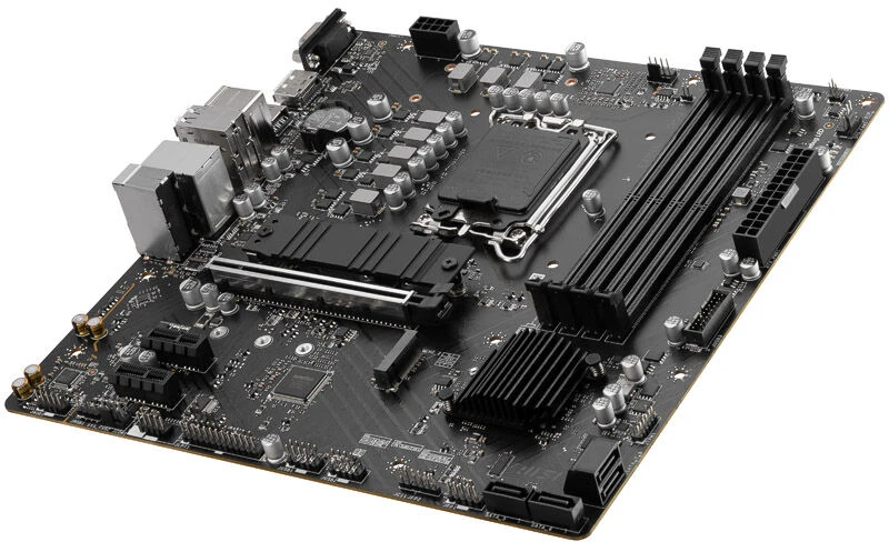 Pagrindinė plokštė MSI | PRO B760M-P | Procesorių šeima Intel | Procesoriaus lizdas LGA1700 | DDR5 DIMM | Atminties lizdai 4 | Palaikomos standžiojo disko sąsajos SATA, M.2 | SATA jungčių skaičius 4 | Mikroschemų rinkinys Intel B760 | mATX