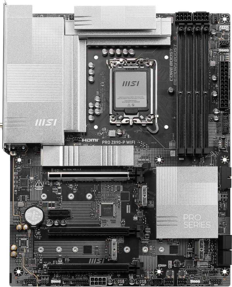 Pagrindinė plokštė MSI PRO Z890-P WIFI | Procesorių šeima Intel | Procesoriaus lizdas LGA1851 | DDR5 UDIMM | Palaikomos standžiojo disko sąsajos SATA, M.2 | SATA jungčių skaičius 4